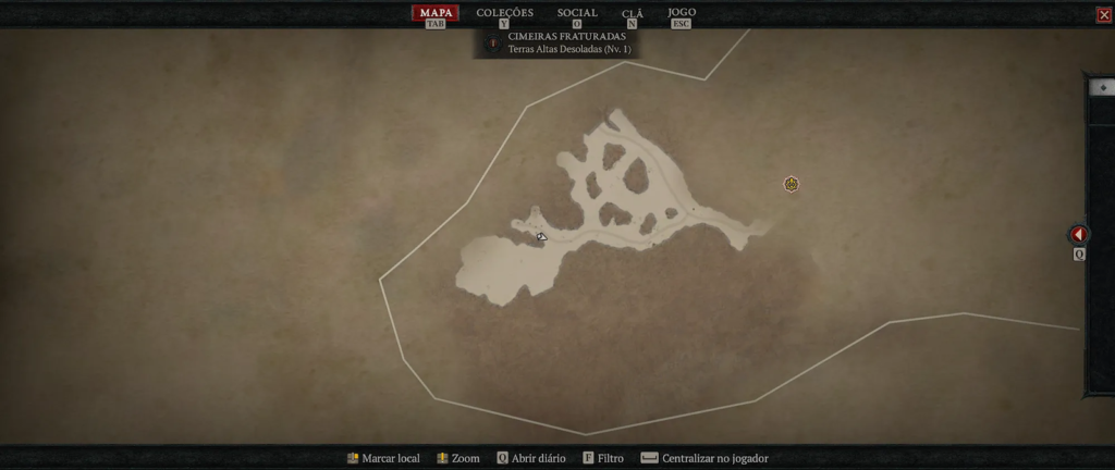 sequência de capturas de tela do jogo demonstrando: filtros de contraste, realce colorido em inimigos (vermelho) e itens (amarelo), e a linha guia preta no minimapa facilitando a navegação.